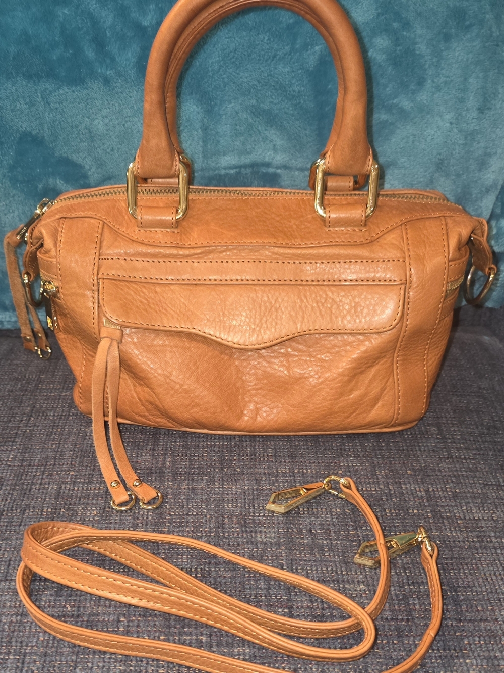 Deadstock 2011 Rebecca Minkoff Carmel MAM Satchel Striped Lining Gold Plate New